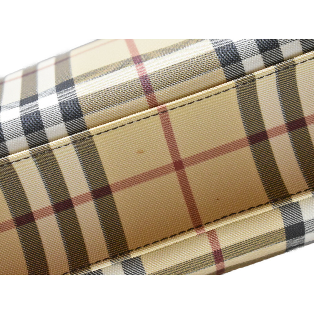 BURBERRY Nova Check Tote Bag Beige Tan Dark Brown Black Leather - Picture 5 of 7